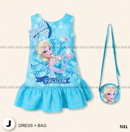 dress frozen biru tas anak